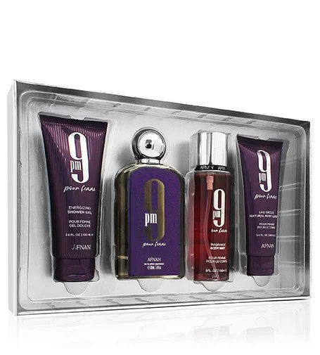 9pm Pour Femme Geschenkset 100 ml + Duschgel 100 ml + Körperlotion 100 ml + Körperspray Eau de Parfum für Damen