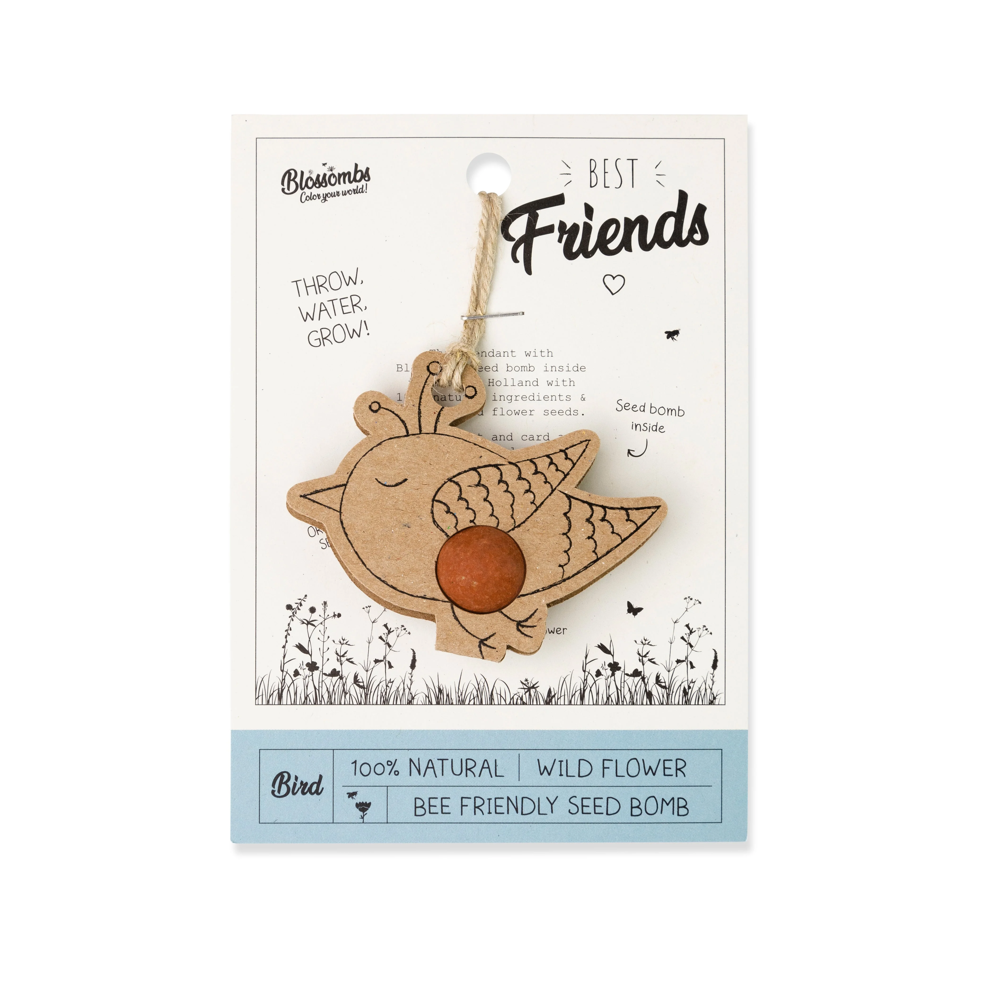Blossombs Samenbombe - Geschenkdekoration "Beste Freunde" - Vogel (1 Stück)
