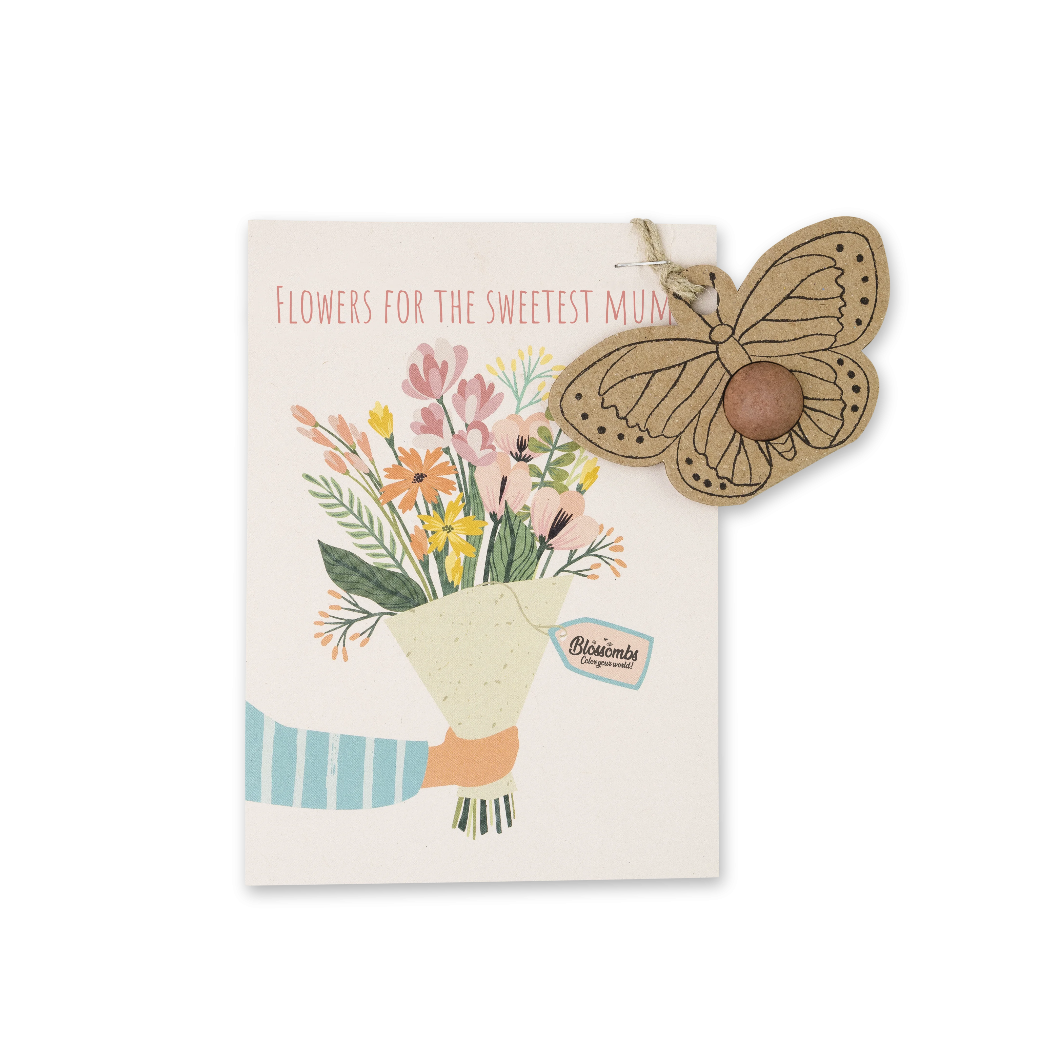 Blossombs Samenbombe - Geschenkdekoration "Für die beste Mama" - Schmetterling (1 Stk.)