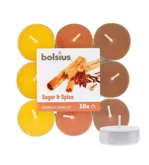 Bolsius Scented Tealights Sugar & Spice 4h Teelicht 18 St.