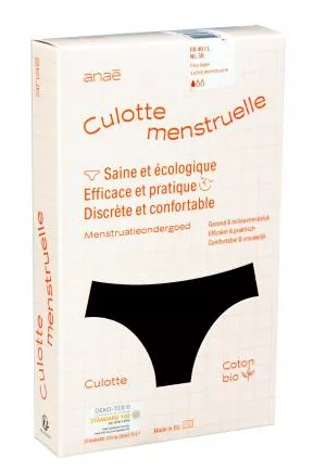 Ecodis Anaé by Menstruationshöschen Panty für mittlere Menstruation - schwarz S - aus kontrolliert biologischer Baumwolle