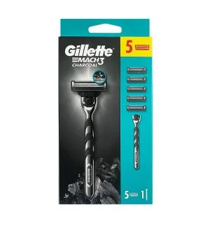 Gillette Mach3 Charcoal Rasierer + 5 Ersatzklingen