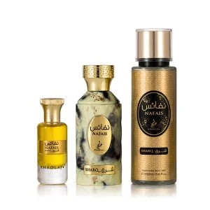 Khadlaj Nafais Sharq Eau de Parfum Unisex 100 ml + Parfümöl 24 ml + Körperspray