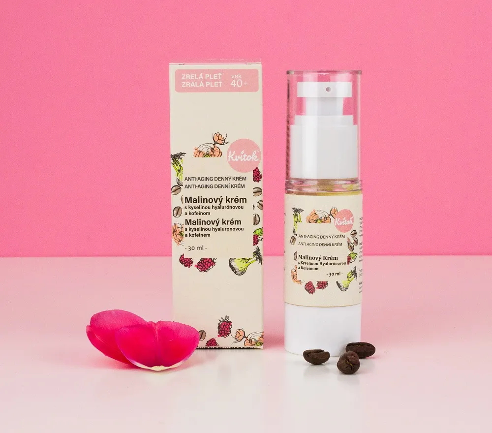 Kvitok Himbeer-Tagescreme für reife Haut 40 (30 ml) - mit Vitamin E und Koffein