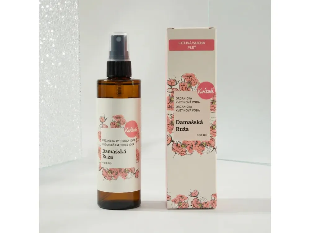 Kvitok Blumenwasser mit Spray - Damaszener Rose BIO (30 ml) - universell einsetzbar