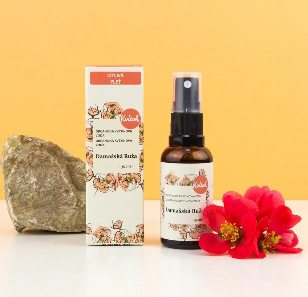 Kvitok Blumenwasser mit Spray - Damaszener Rose BIO (30 ml) - universell einsetzbar