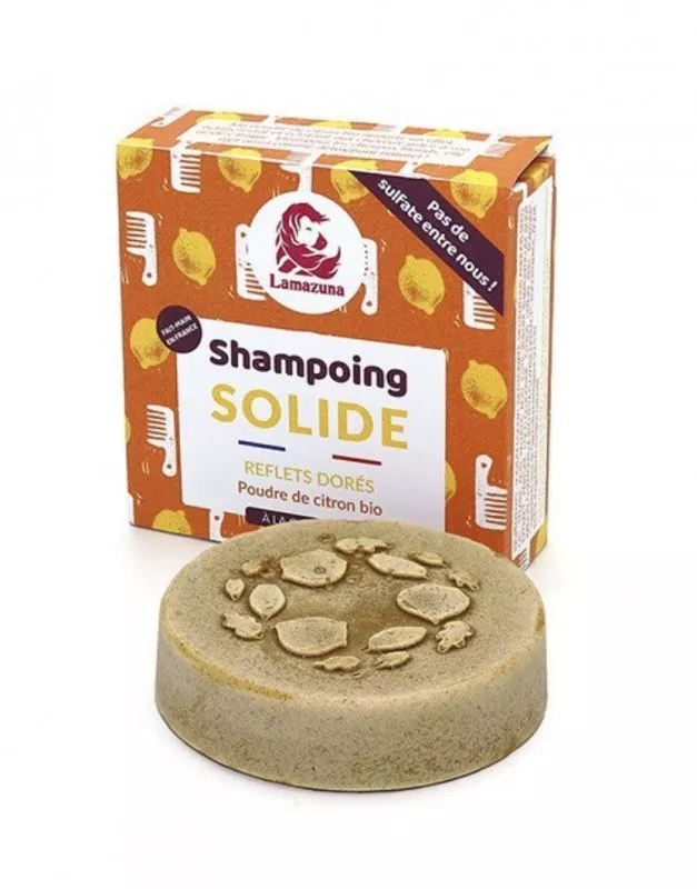 Lamazuna Festes Shampoo für blondes und helles Haar - Zitrone (70 g)