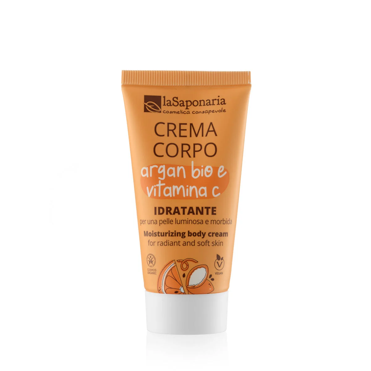 laSaponaria Feuchtigkeitsspendende Körpercreme mit Bio-Arganöl und Vitamin C, 200 ml - für strahlende, samtweiche Haut