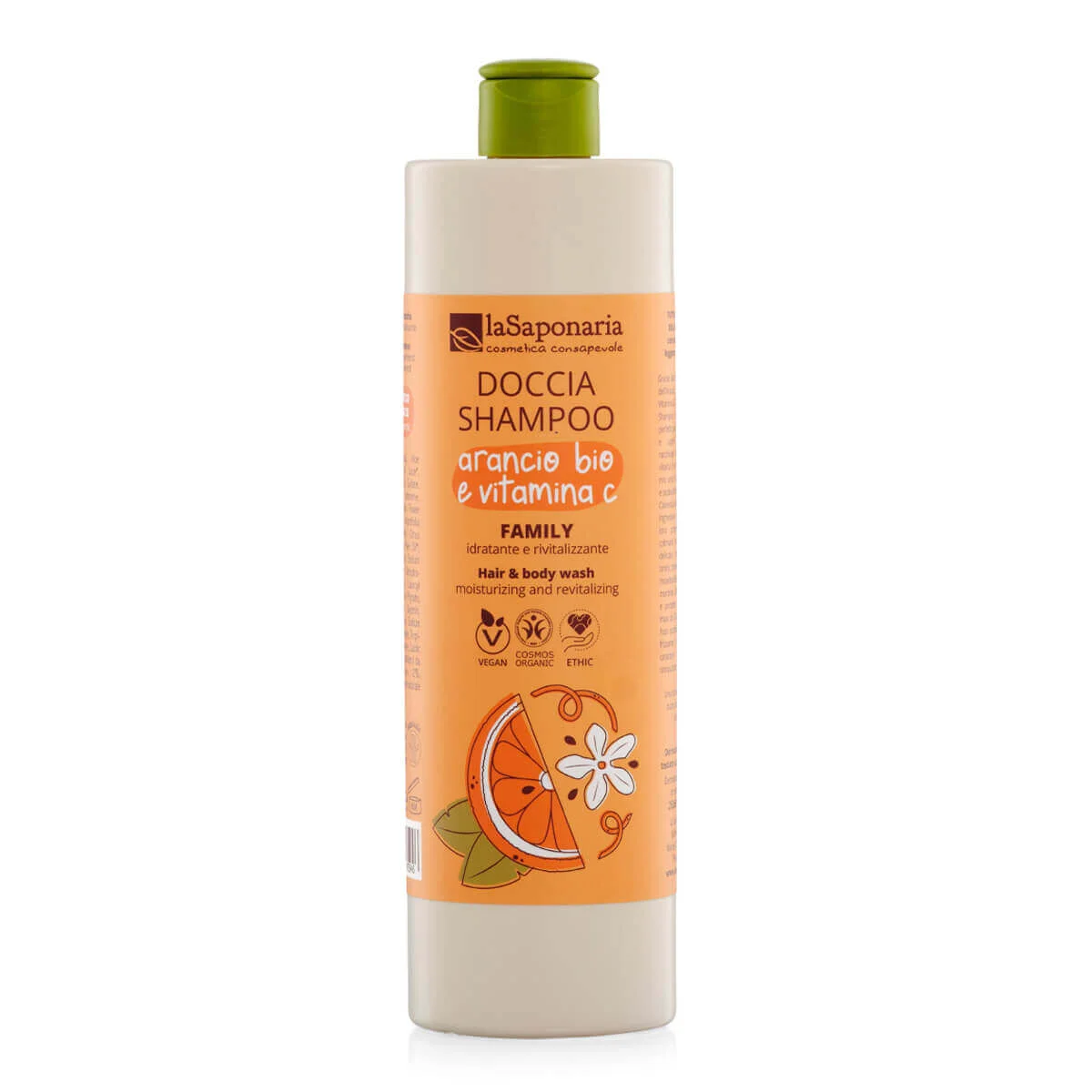 laSaponaria Duschgel und Shampoo 2in1 mit Bio-Orange und Vitamin C für die ganze Familie 500 ml - mit süßem und belebendem Duft