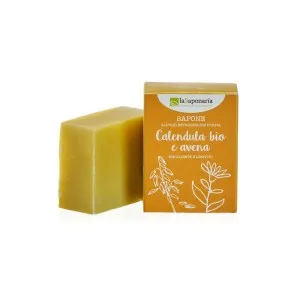 laSaponaria Feste Bio-Olivenölseife – Ringelblume & Hafer (100 g) – geeignet für Körper und Gesicht