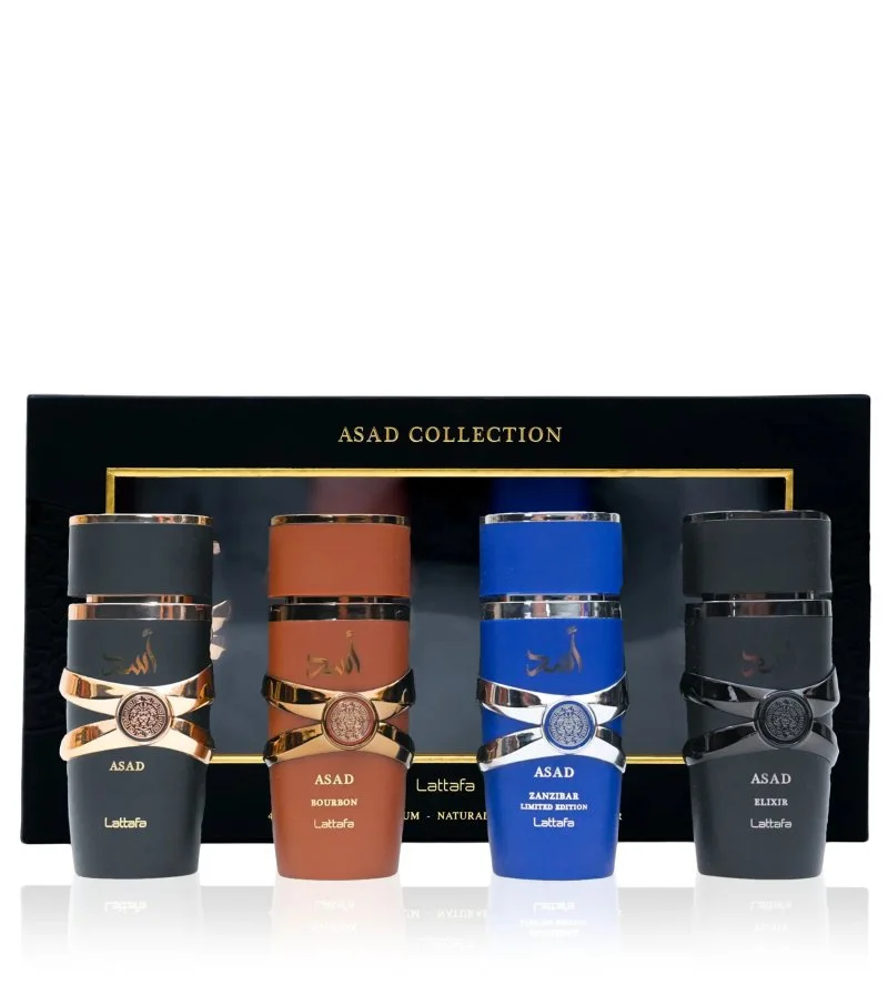 Asad Collection Geschenkset Asad 25 ml + Asad Bourbon Eau de Parfum 25 ml + Asad Zanzibar Eau de Parfum 25 ml + Asad Elixir Eau de Parfum für Herren