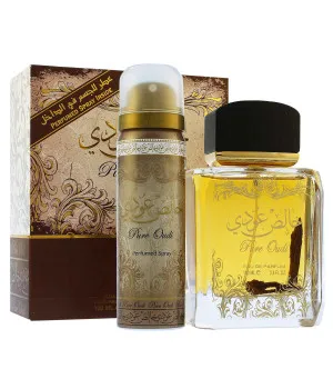 Lattafa Pure Oudi Geschenkset Unisex Parfümiertes Wasser 100 ml + Deospray 50 ml