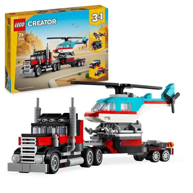 Creator 3-in-1 31146 Pritschen-LKW mit Hubschrauber