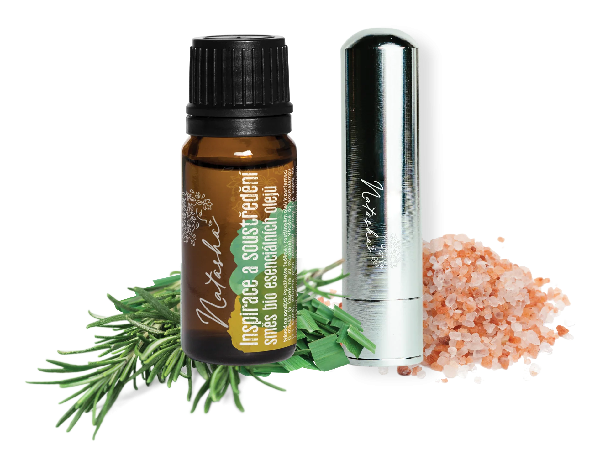 Natasha Aroma-Set mit Inhalator - Inspiration und Konzentration - belebend: Rosmarin und Zitrone