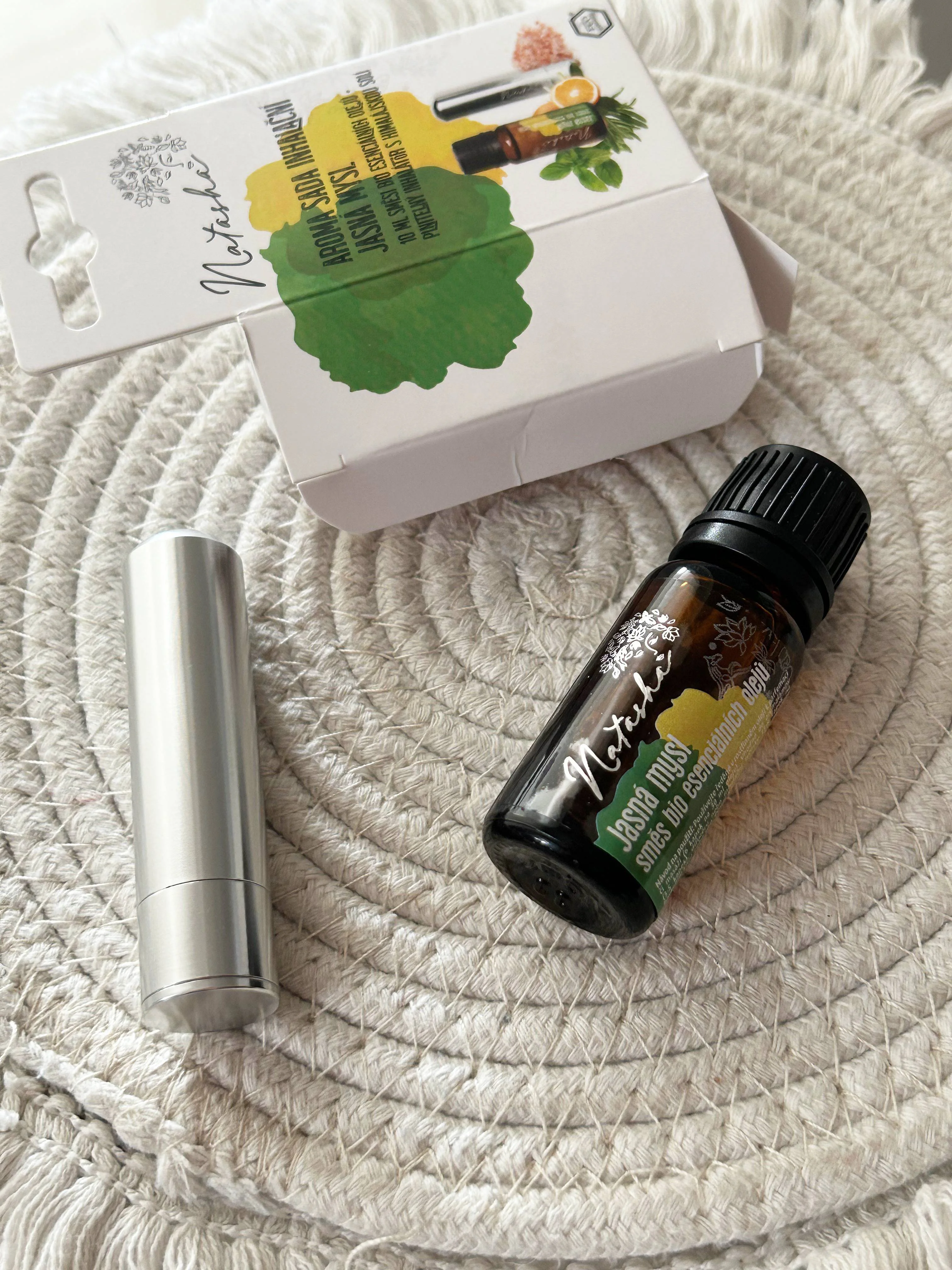 Natasha Aroma-Set mit Inhalierstift - Klarer Geist - frische Orange, Pfefferminze und Rosmarin