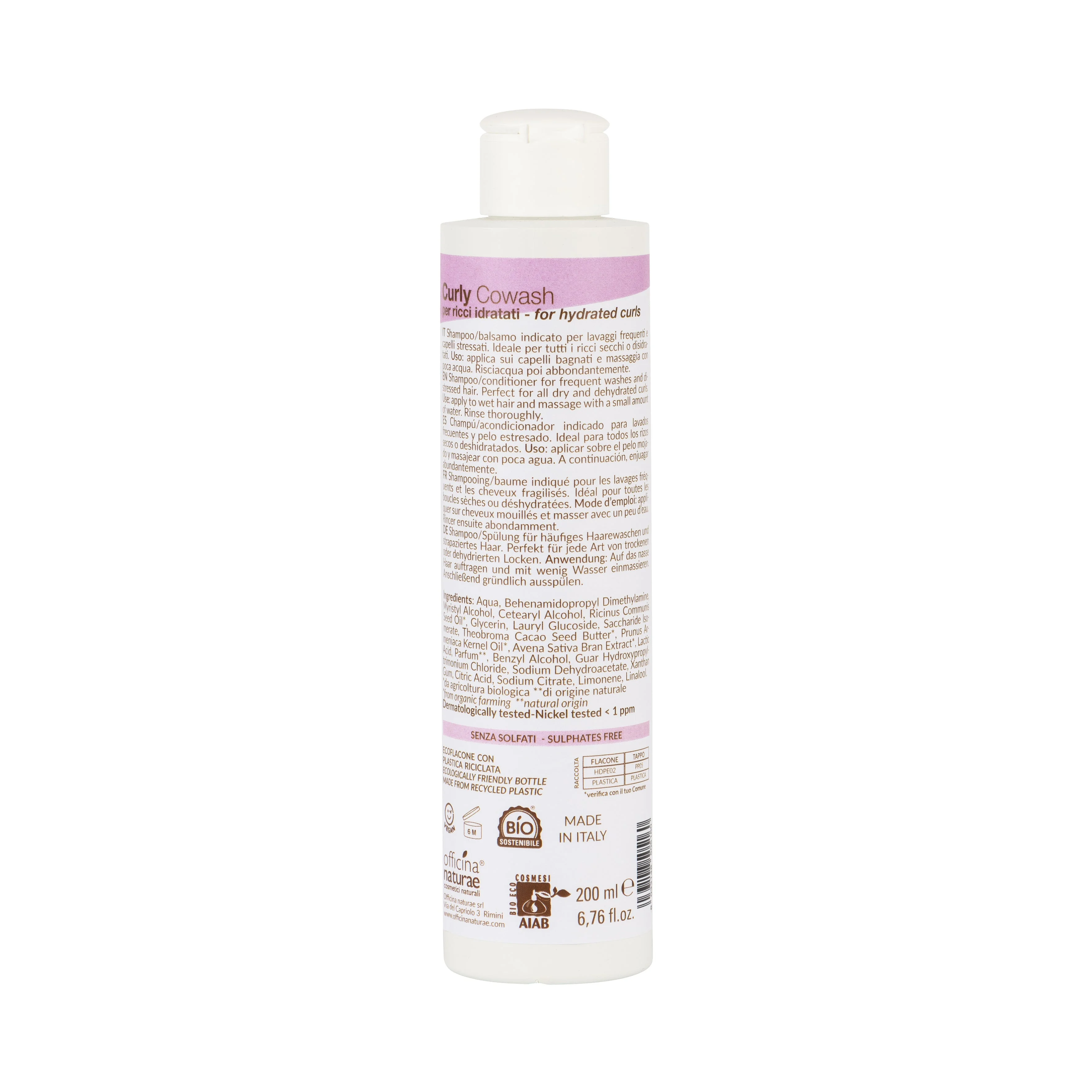 Officina Naturae Feuchtigkeitsspendendes Co-Wash für lockiges Haar (200 ml) - für weiches, glänzendes und leicht frisierbares Haar