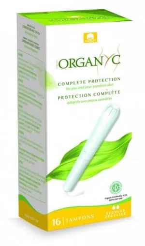 Organyc Tampons mit Applikator Regular (16 Stück) - 100% Bio-Baumwolle, 2 Tropfen