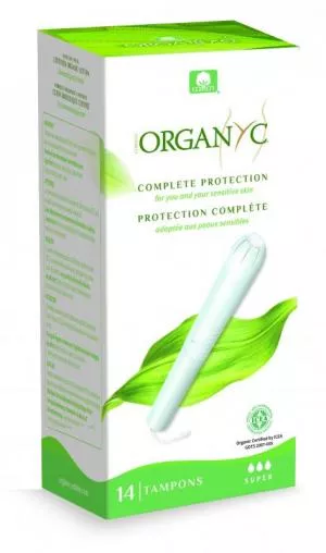 Organyc Tampons mit Applikator Super (14 Stück) - 100% Bio-Baumwolle, 3 Tropfen