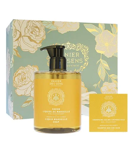 Regenerating Honey Geschenkset Flüssigseife + festes Shampoo für trockenes Haar 75 g 500 ml
