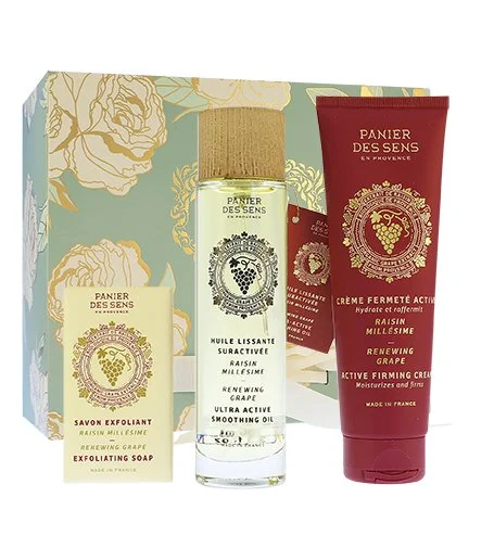 Renewing Grape Geschenkset Peelingseife 150 g + trockenes Körperöl 100 ml + straffende Körpercreme