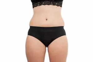 Pinke Welle Menstruationshöschen Schwarz Bikini - Medium Schwarz - htr. und leichte Menstruation (M)