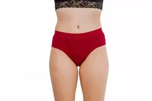 Pinke Welle Menstruationshöschen Bikini Rot - Medium - 100 Tage Umtauschrecht und leichte Menstruation (M)