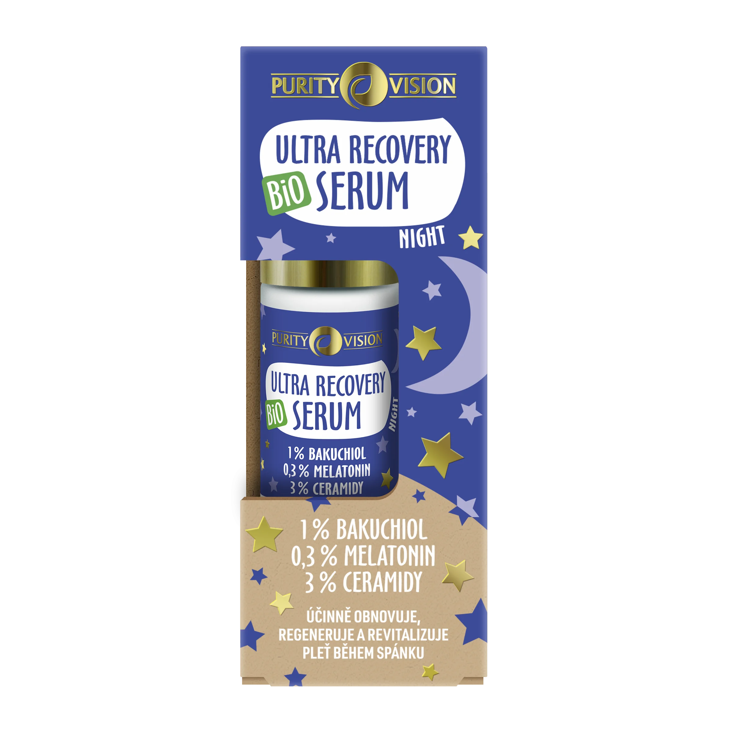 Purity Vision Nacht-Gesichtsserum Ultra Recovery Night (30 ml) – mit Bakuchiol, Melatonin und Ceramiden