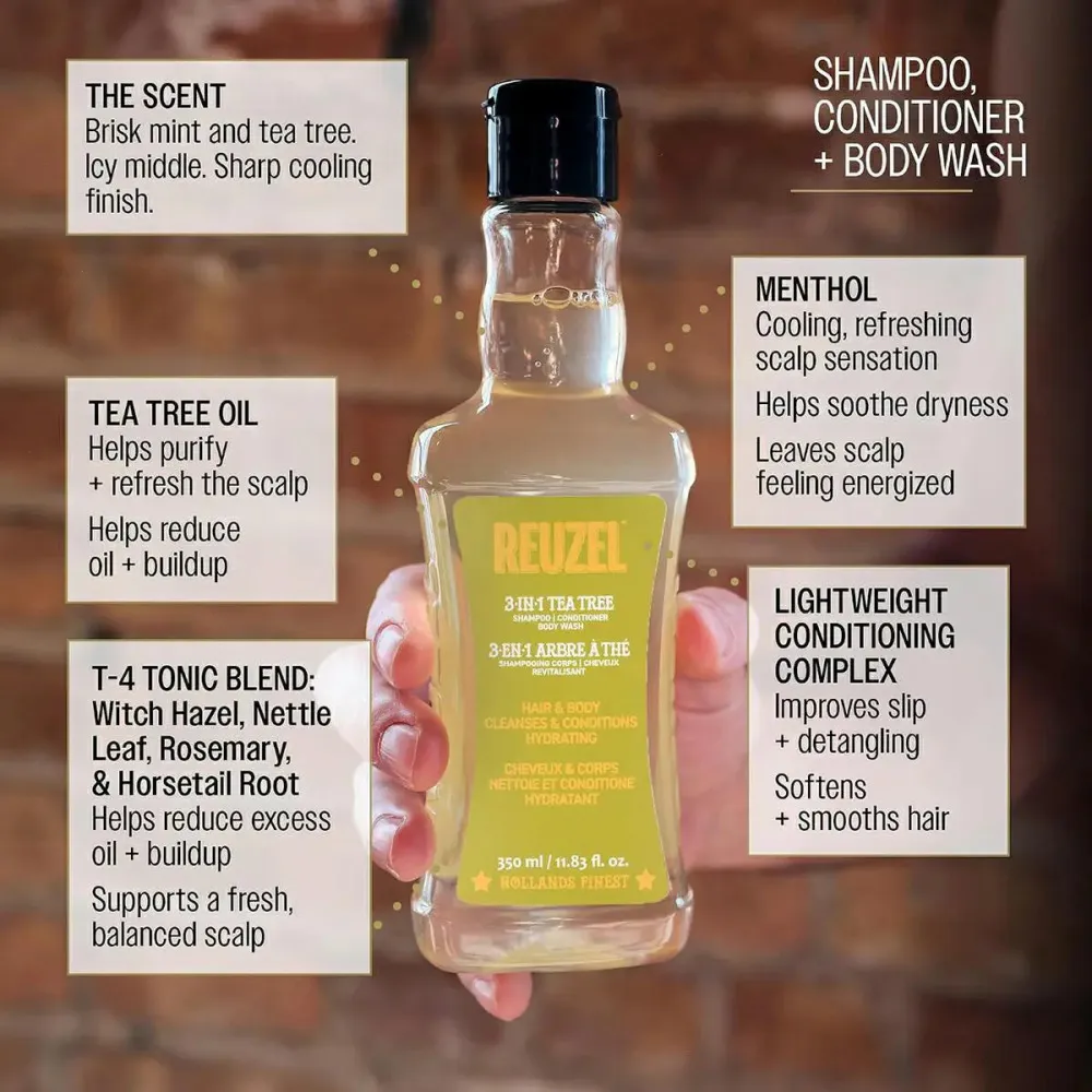3-in-1 Tea Tree Shampoo-Spülung-Duschgel Herrenshampoo 3-in-1 für Herren 350 ml