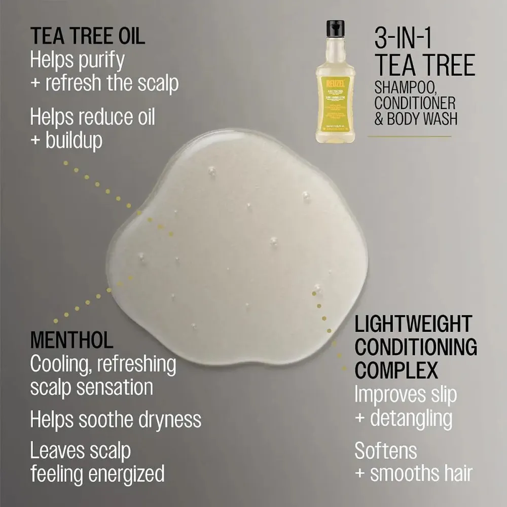 3-in-1 Tea Tree Shampoo-Spülung-Duschgel Herrenshampoo 3-in-1 für Herren 350 ml