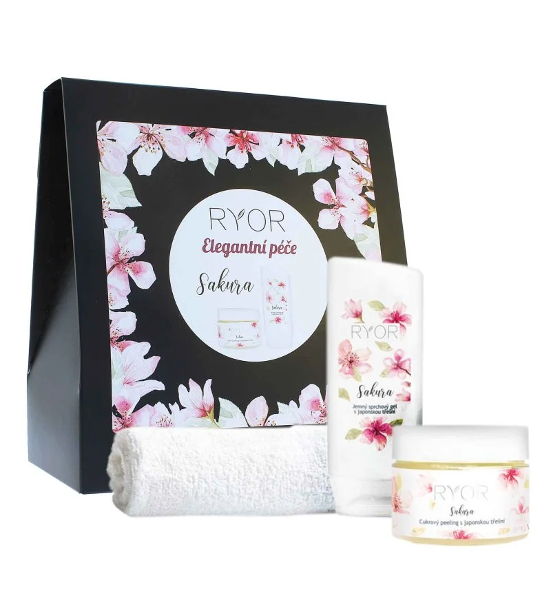 Sakura Geschenkset Zuckerpeeling mit japanischer Kirsche 325 g + sanftes Duschgel mit japanischer Kirsche 200 ml