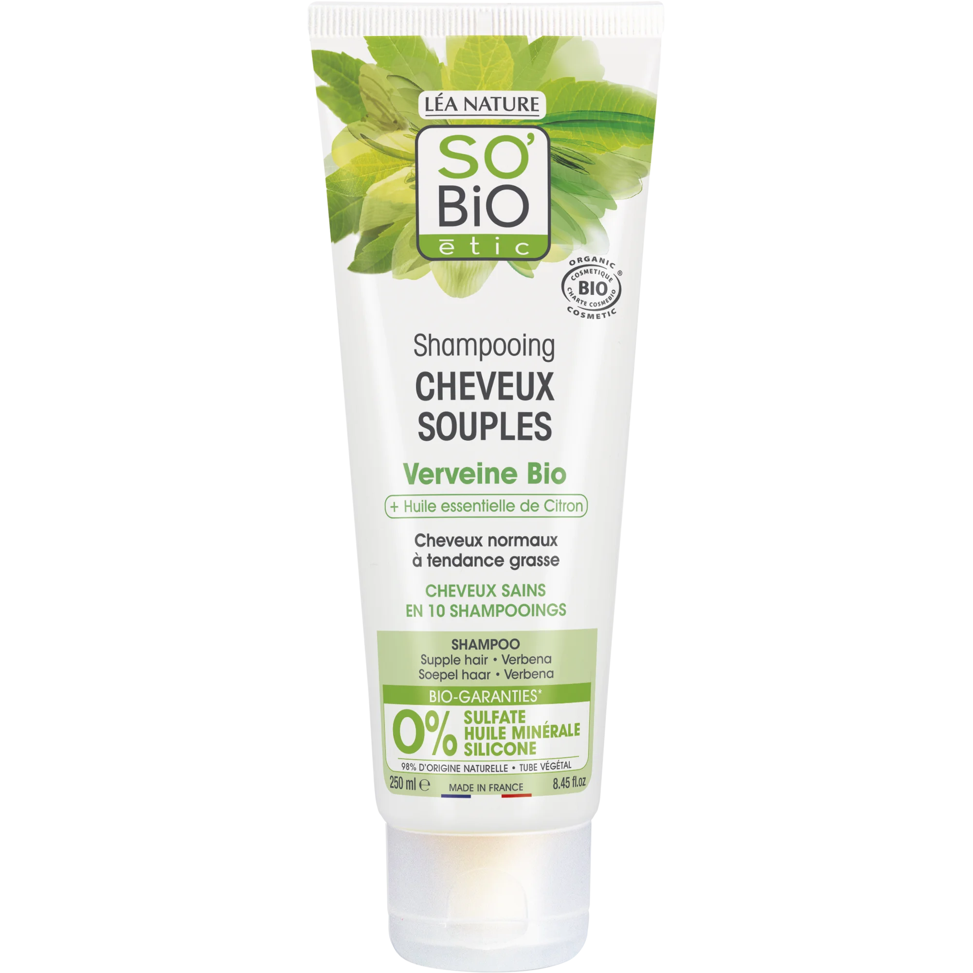SO’BiO étic Mildes BIO-Shampoo Verbene-Zitrone (250 ml) - ideal für fettiges Haar