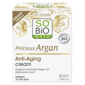 SO’BiO étic Anti-age Precieux Argan BIO-Tagescreme (50 ml) – spendet Feuchtigkeit, strafft und bringt den Teint zum Strahlen