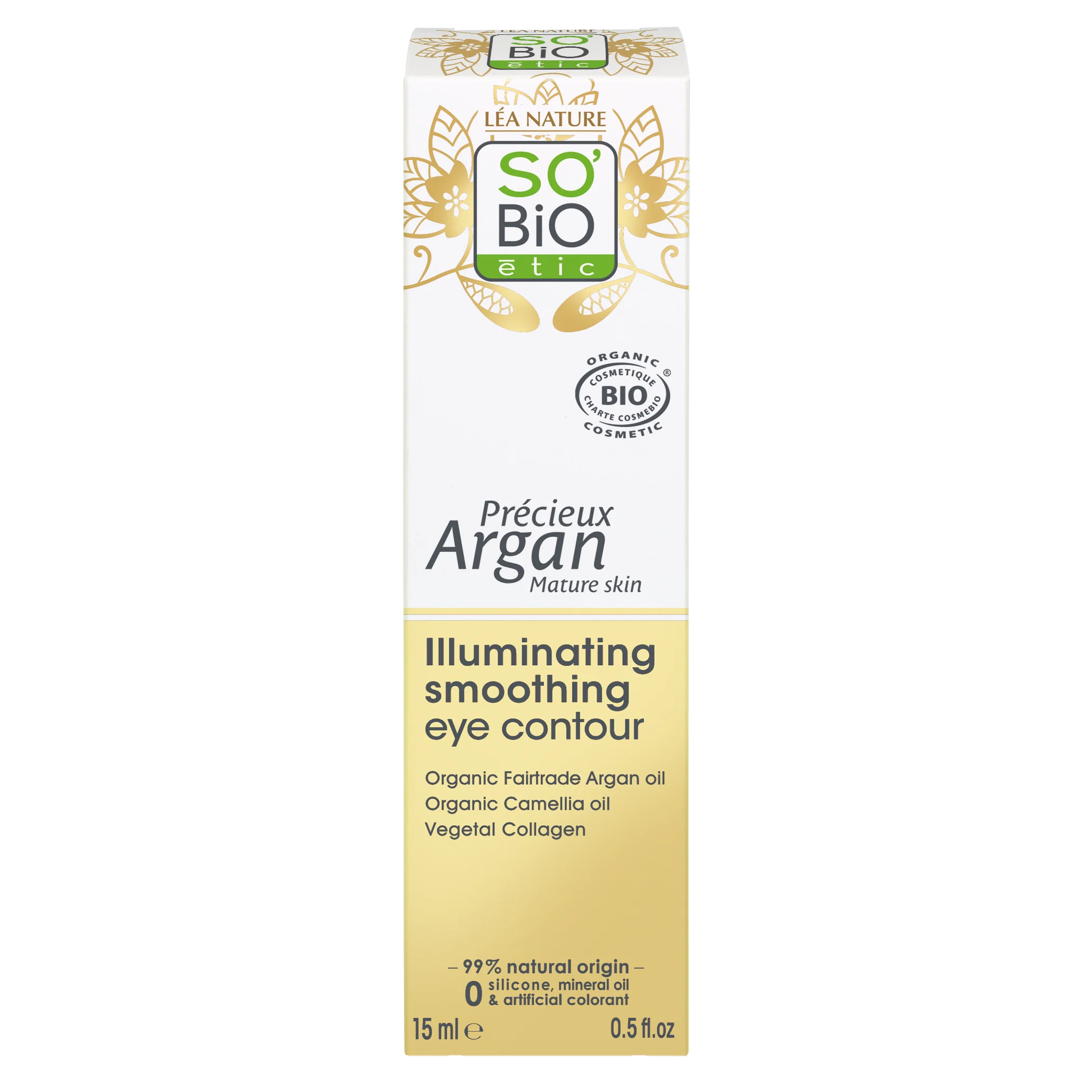 SO’BiO étic Anti-Age Précieux Argan Glättende Augenpflege GOLD BIO (15 ml) – ideal für reife Haut
