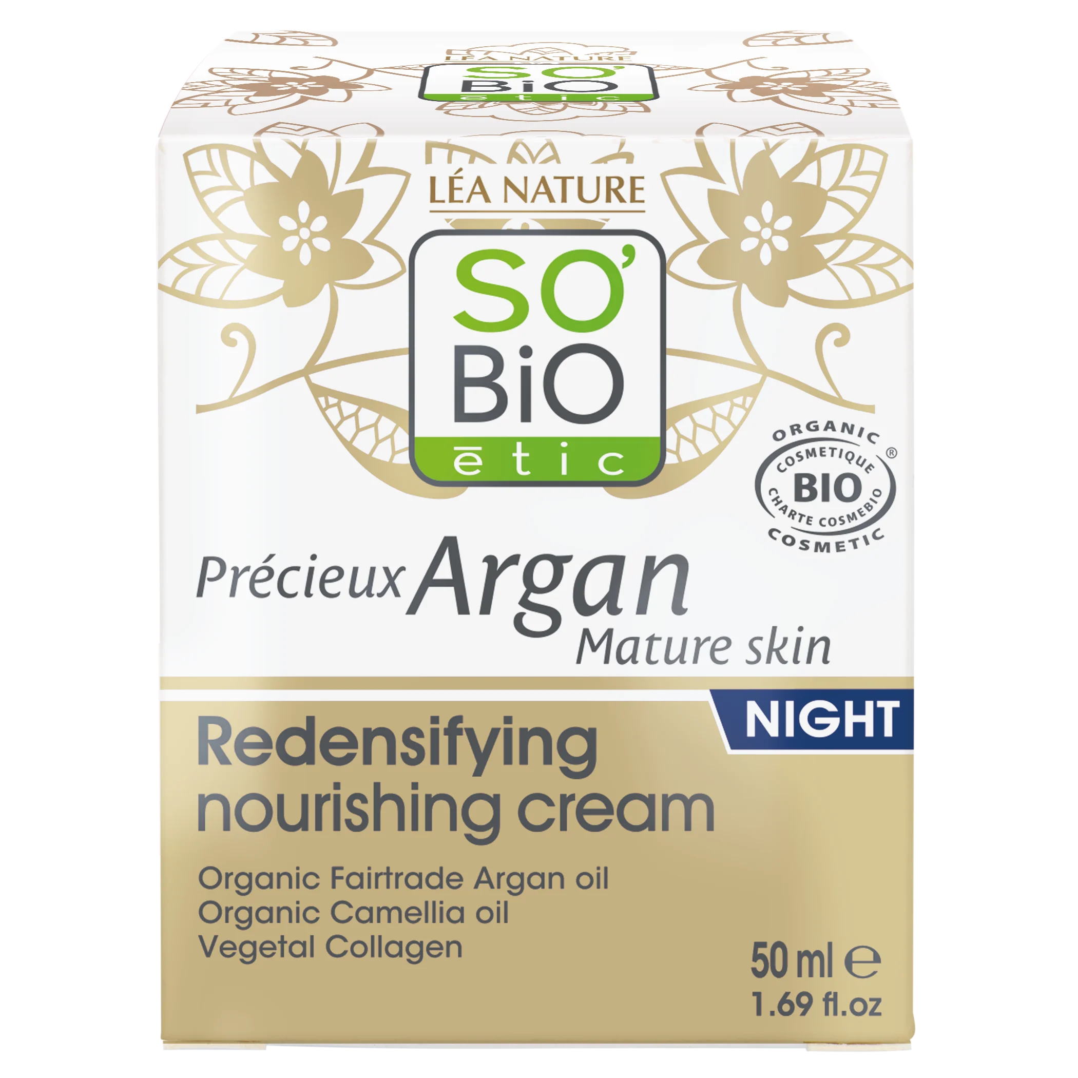 SO’BiO étic Anti-age Precieux Nachtcreme, nährend und straffend GOLD BIO (50 ml) – ideal für reife Haut