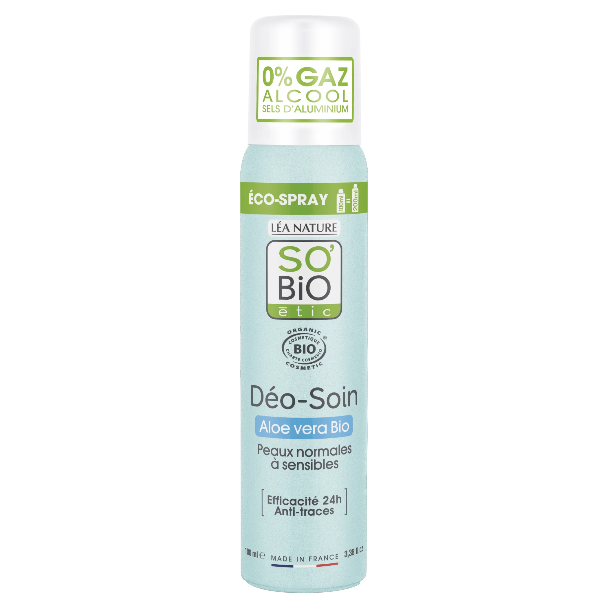 SO’BiO étic Natürliches Deodorant ECO SPRAY 24h - Aloe Vera BIO (100 ml) - wirksam bis zu 24 Stunden