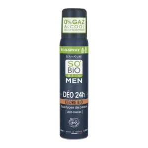 SO’BiO étic Natürliches Deodorant ECO SPRAY 24h MEN – Zeder BIO (100 ml) – wirksam bis zu 24 Stunden
