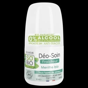 SO’BiO étic Deodorant Roll-on 24h erfrischend mit Bio-Minze (50 ml) – wirkt bis zu 24 Stunden