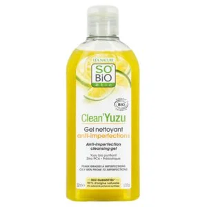 SO’BiO étic Reinigungsgel gegen Hautunreinheiten – Clean Yuzu BIO (200 ml) – ideal für fettige Haut