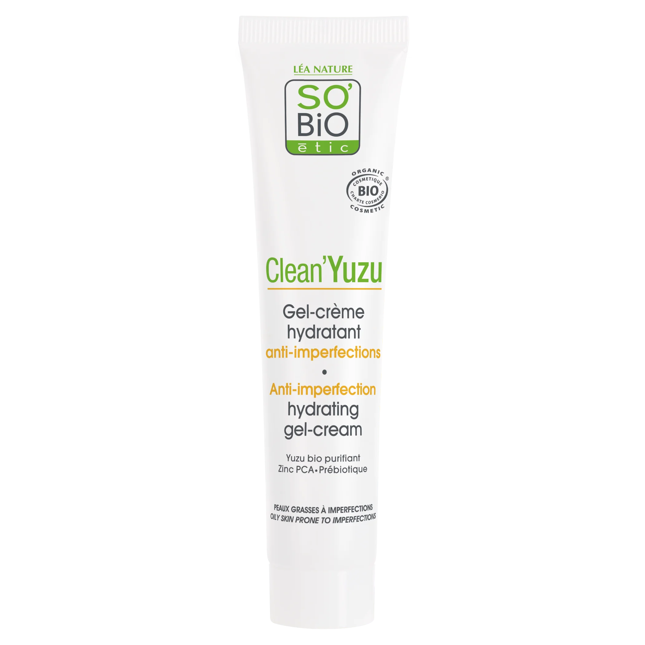 SO’BiO étic Feuchtigkeitsspendende Gesichts-Gelcreme – Clean Yuzu BIO (40 ml) – ideal für fettige Haut