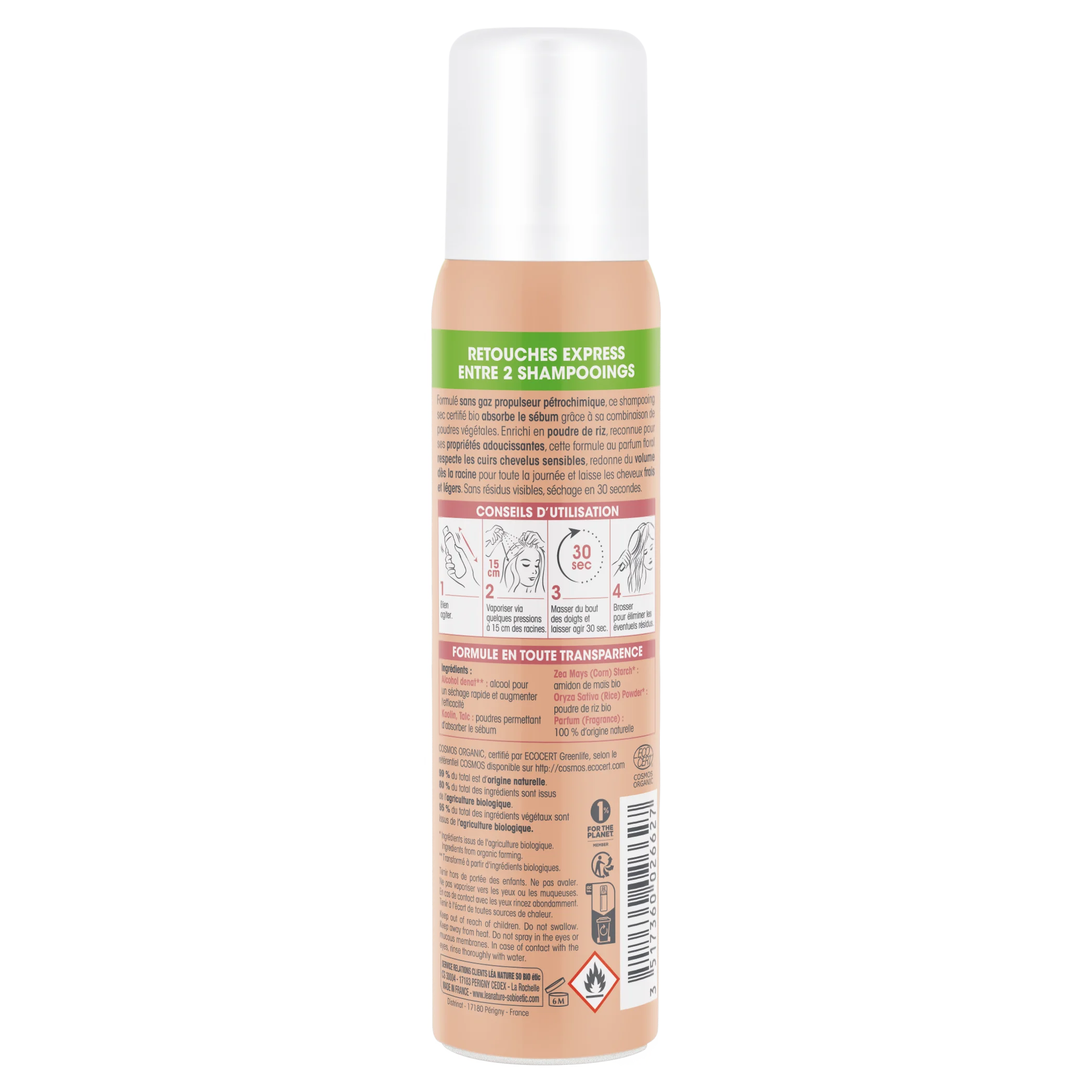 SO’BiO étic Sanftes Trockenshampoo-Spray für empfindliche Kopfhaut BIO (100 ml) – Volumen und sauberes Haar ohne Waschen