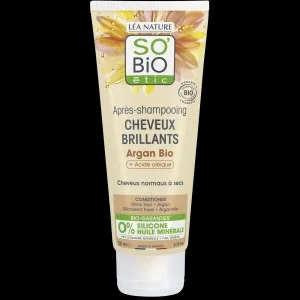 SO’BiO étic Conditioner mit Arganöl für Glanz – für normales bis trockenes Haar, BIO (200 ml) – hinterlässt das Haar glänzend und geschmeidig