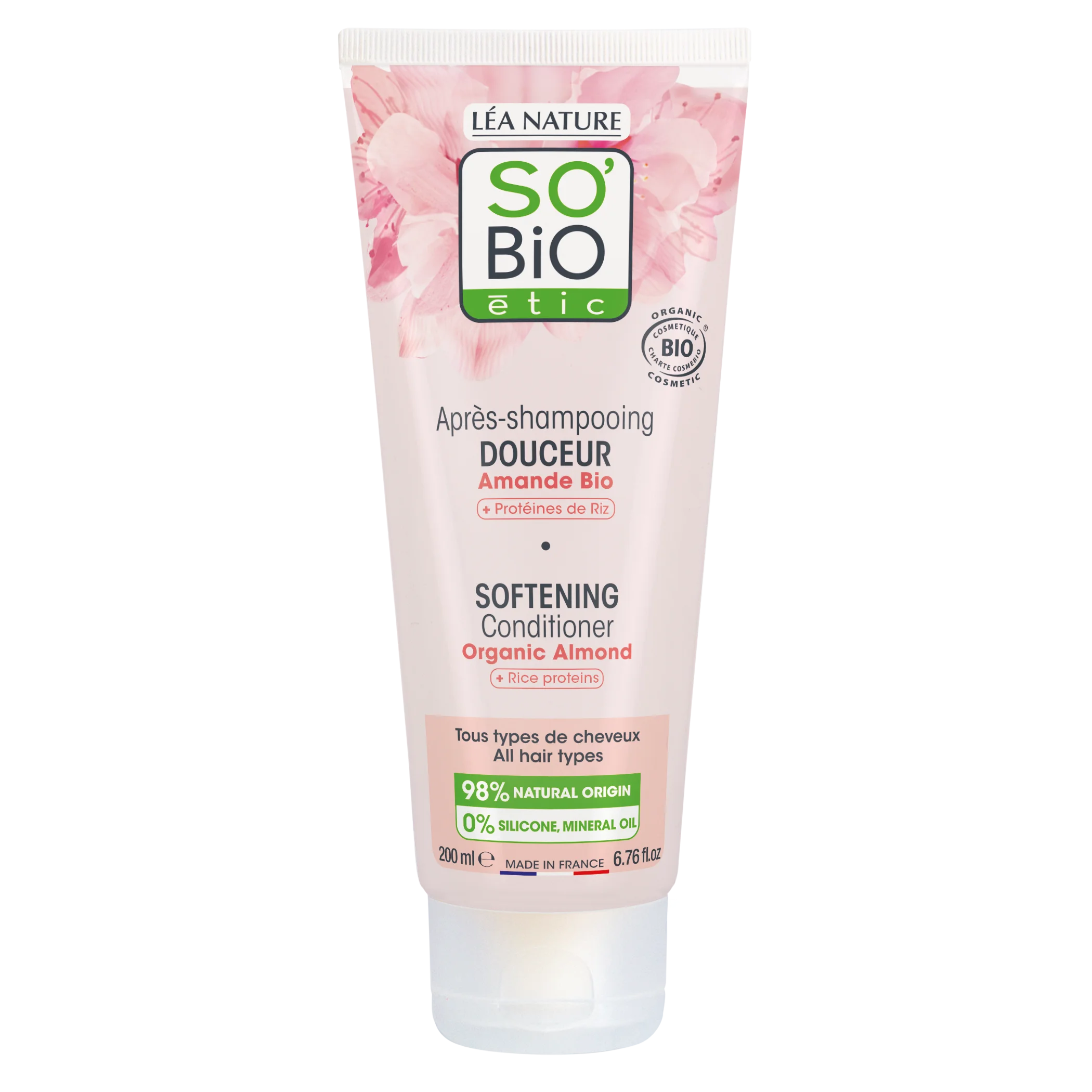 SO’BiO étic Haarspülung mit Mandelmilch und Bio-Reisproteinen (200 ml) - für alle Haartypen