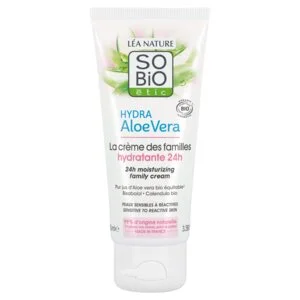 SO’BiO étic Hypoallergene Feuchtigkeitscreme mit Aloe vera für die ganze Familie BIO (100 ml) – spendet Feuchtigkeit, beruhigt und regeneriert