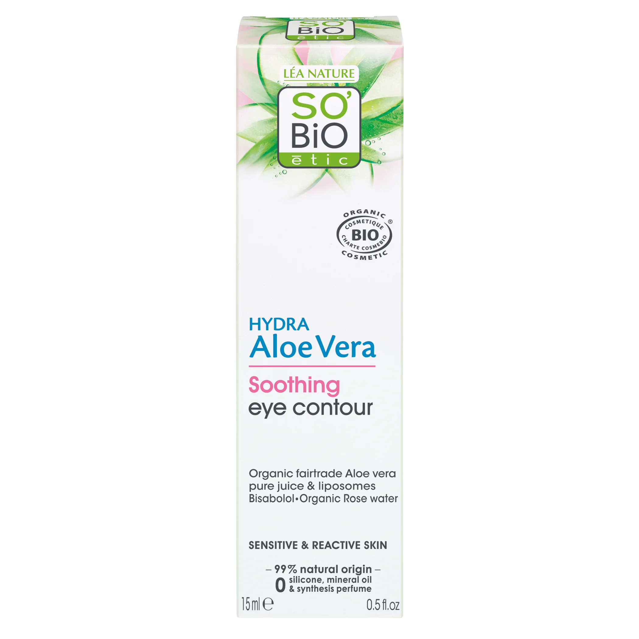 SO’BiO étic Beruhigende Augencreme mit Bio-Aloe Vera (15 ml) – spendet Feuchtigkeit und beruhigt die Augenpartie