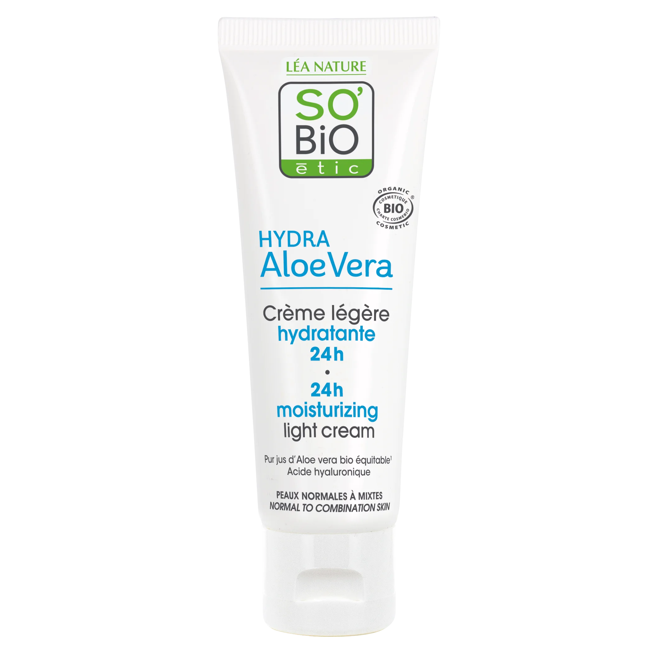 SO’BiO étic Leicht feuchtigkeitsspendende Tagescreme mit BIO-Aloe Vera (50 ml) – mit Hyaluronsäure