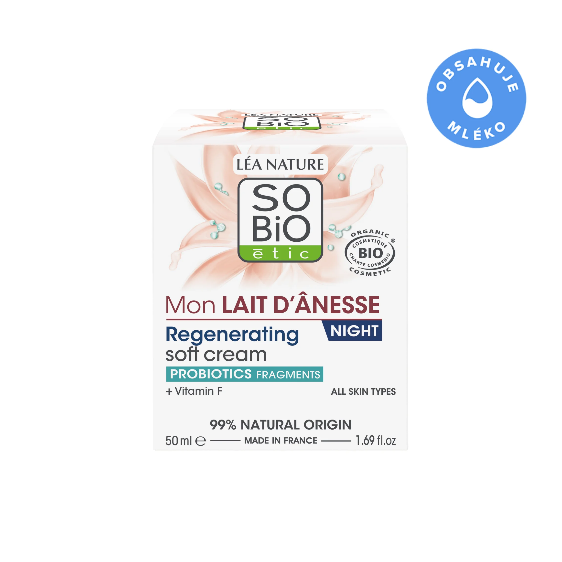 SO’BiO étic Regenerierende Nachtcreme mit Bio-Eselsmilch (50 ml) – geschlagene Textur