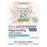 SO’BiO étic Regenerierende Nachtcreme mit Bio-Eselsmilch (50 ml) – geschlagene Textur