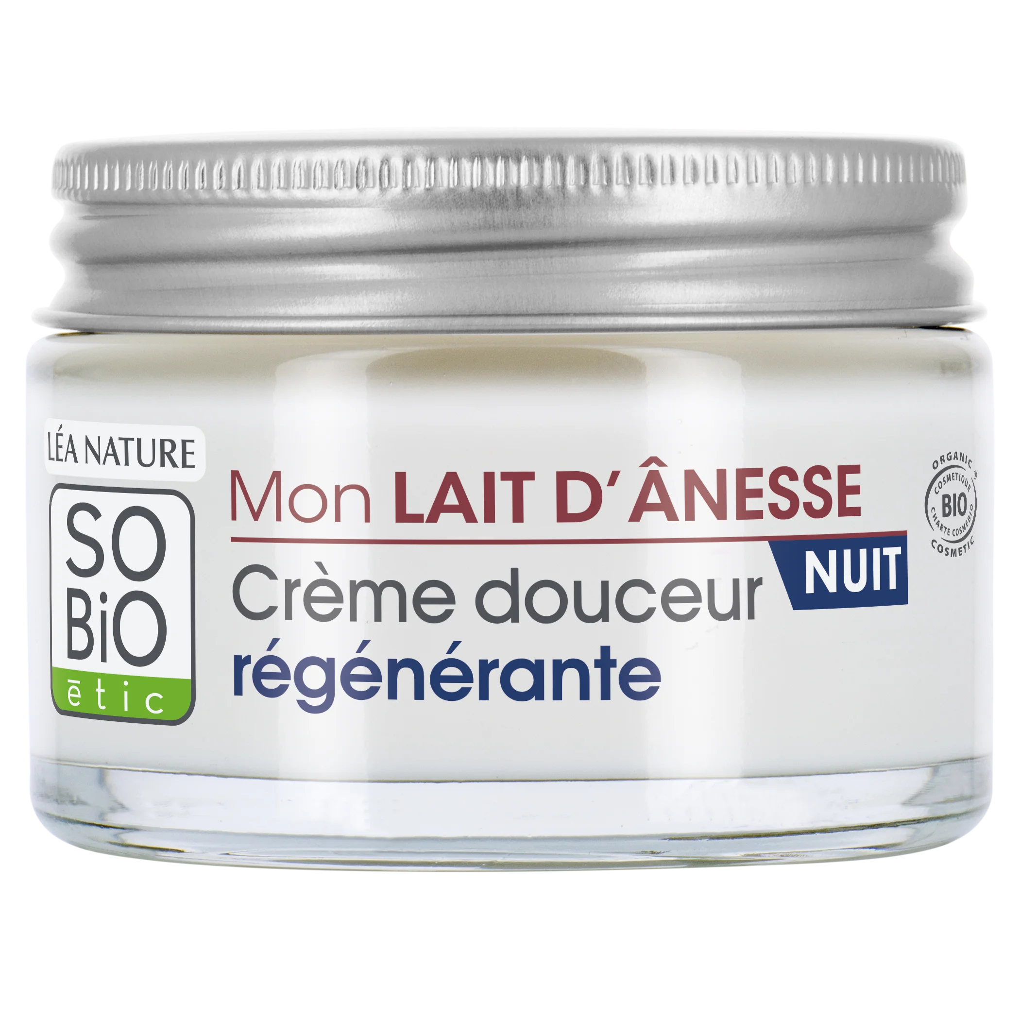 SO’BiO étic Regenerierende Nachtcreme mit Bio-Eselsmilch (50 ml) – geschlagene Textur
