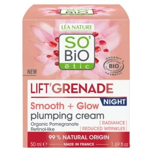 SO’BiO étic Nachtcreme gegen Falten mit aufhellender Wirkung Lift'Grenade BIO (50 ml) – mit Granatapfel