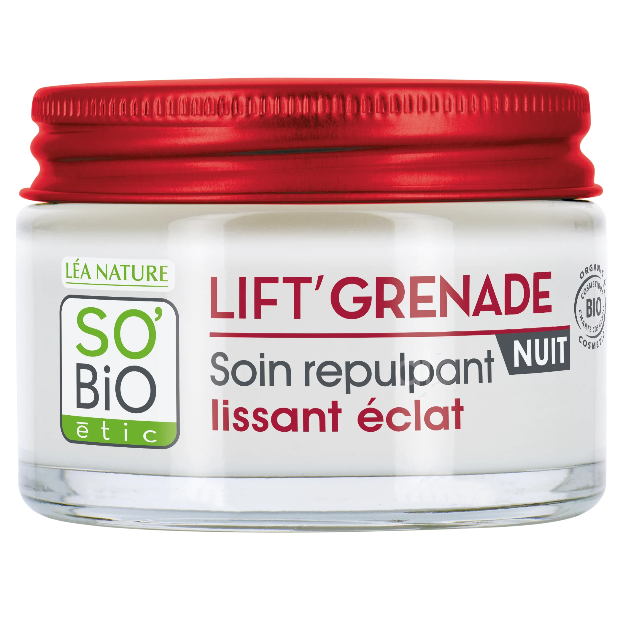SO’BiO étic Nachtcreme gegen Falten mit aufhellender Wirkung Lift'Grenade BIO (50 ml) – mit Granatapfel